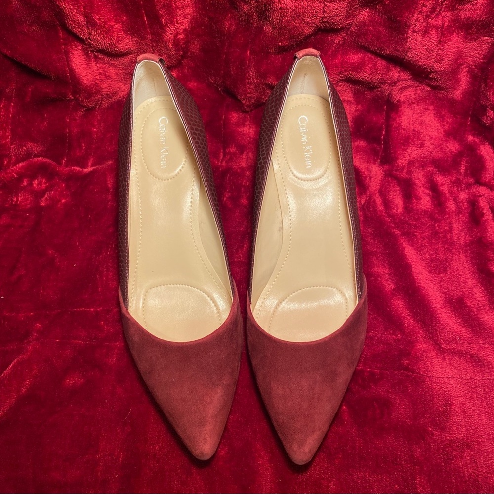Burgundy Calvin Klein Wedge Heel Size 8
